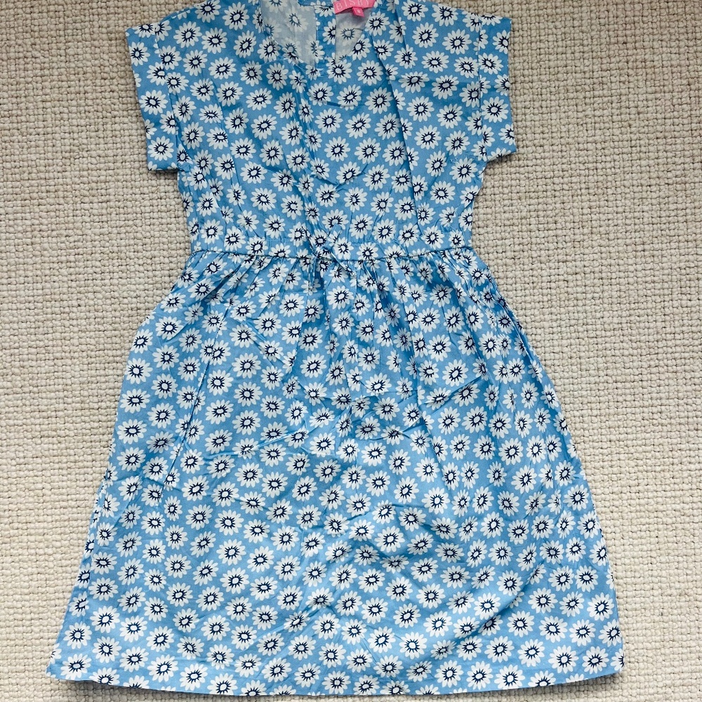 Bisby Girls Blue Flower Cinch Waist Dress NWOT (8)
